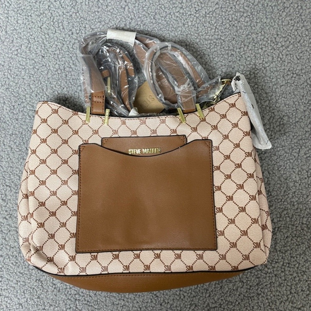 Steve Madden Brown and Beige Tote Bag